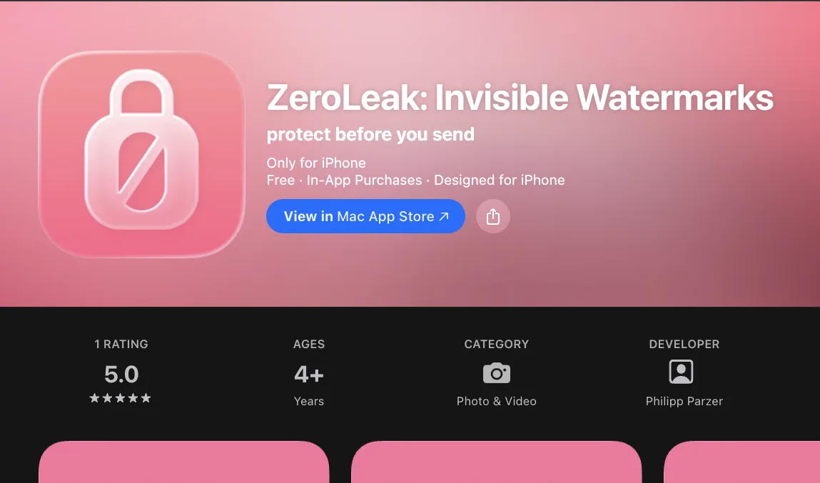 ZeroLeak App Store listing and branding